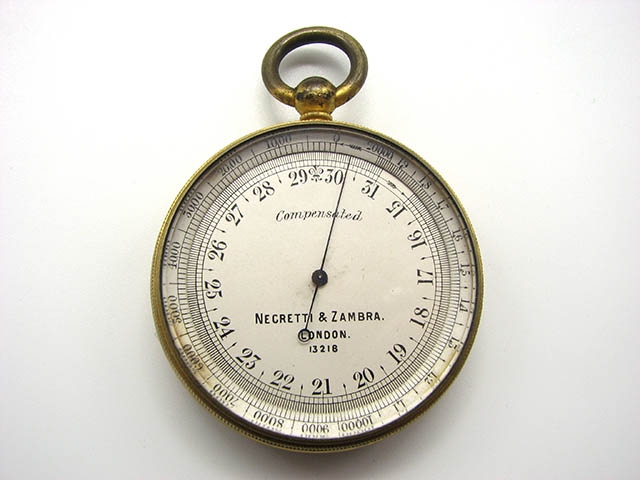 Close up view of barometer dial